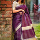 Classic Raw Silk Wine Weaving Saree
