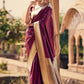 Trendy Saree Banarasi Silk Satin Silk Wine Weaving Saree