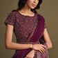 Designer Silk Wine Embroidered Saree