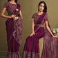 Designer Silk Wine Embroidered Saree