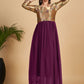 Gown Georgette Wine Woven Gown