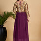 Gown Georgette Wine Woven Gown