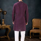 Kurta Pyjama Silk Wine Embroidered Mens