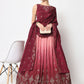 Lehenga Choli Chinon Silk Wine Embroidered Lehenga Choli