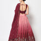 Lehenga Choli Chinon Silk Wine Embroidered Lehenga Choli