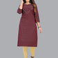 Party Wear Kurti Cotton Wine Print Kurtis