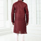 Kurta Pyjama Cotton Linen Wine Thread Mens