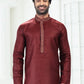 Kurta Pyjama Cotton Linen Wine Thread Mens