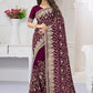 Designer Georgette Wine Diamond Saree