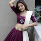 A Line Lehenga Cotton Wine Embroidered Lehenga Choli