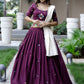 A Line Lehenga Cotton Wine Embroidered Lehenga Choli