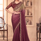 Shaded Saree Silk Wine Embroidered Saree