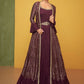 Anarkali Suit Georgette Wine Embroidered Salwar Kameez