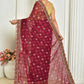 Classic Georgette Wine Embroidered Saree