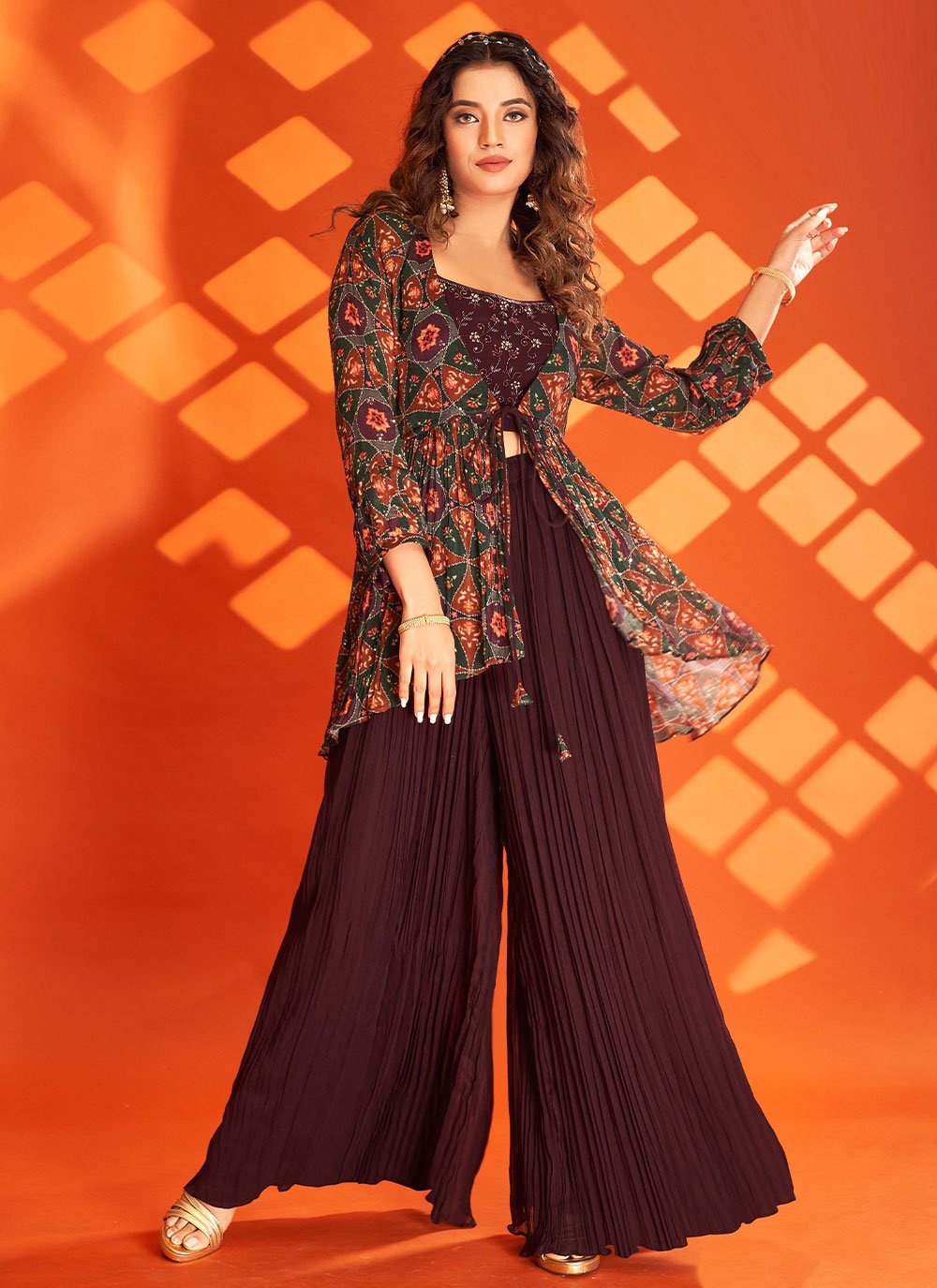 Salwar Suit Georgette Wine Embroidered Salwar Kameez