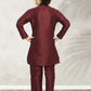Kurta Pyjama Art Banarasi Silk Wine Plain Kids
