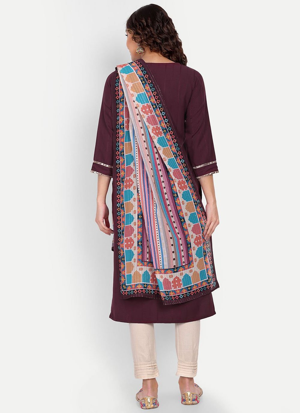 Pant Style Suit Viscose Wine Embroidered Salwar Kameez