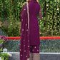 Palazzo Salwar Suit Faux Georgette Wine Embroidered Salwar Kameez