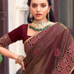Designer Georgette Wine Patch Border Saree
