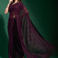 Contemporary Georgette Wine Diamond Saree