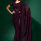 Contemporary Georgette Wine Diamond Saree