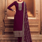Pakistani Salwar Suit Georgette Wine Embroidered Salwar Kameez