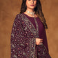 Palazzo Salwar Suit Georgette Wine Crystals Salwar Kameez