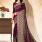 Classic Georgette Wine Embroidered Saree