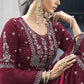 Salwar Suit Georgette Wine Embroidered Salwar Kameez