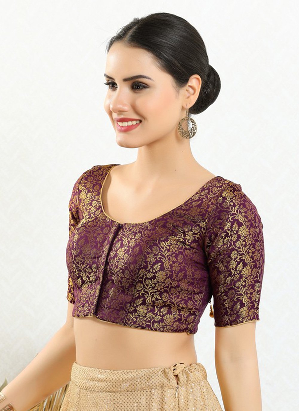 Blouse Jacquard Wine Print Blouse