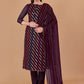 Salwar Suit Jacquard Organza Wine Lace Salwar Kameez