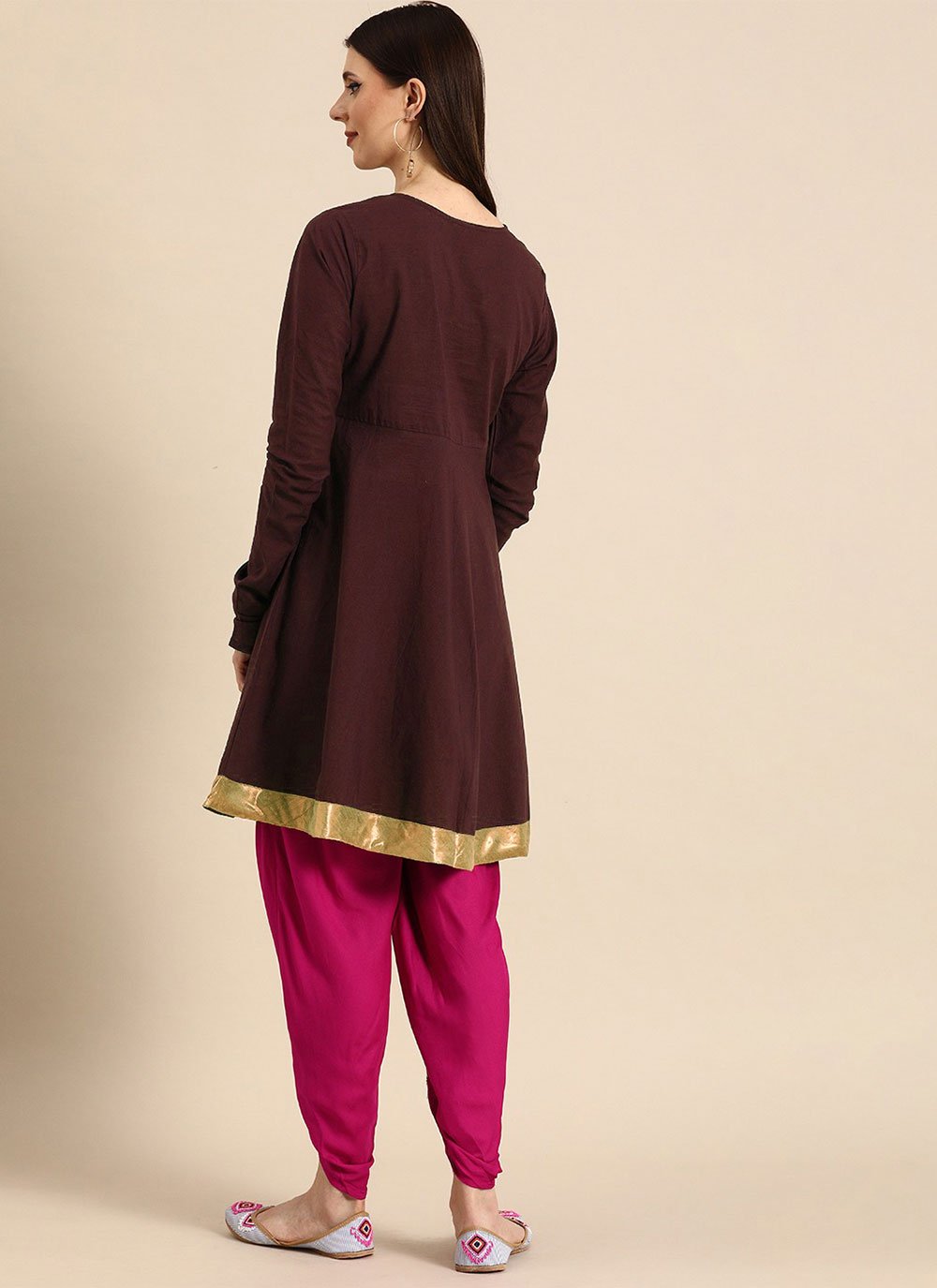 Casual Kurti Rayon Wine Embroidered Kurtis