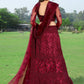 Lehenga Choli Net Wine Embroidered Lehenga Choli