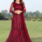 Lehenga Choli Net Wine Embroidered Lehenga Choli