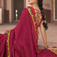 Contemporary Vichitra Silk Wine Embroidered Saree