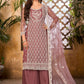 Pakistani Salwar Suit Net Wine Embroidered Salwar Kameez