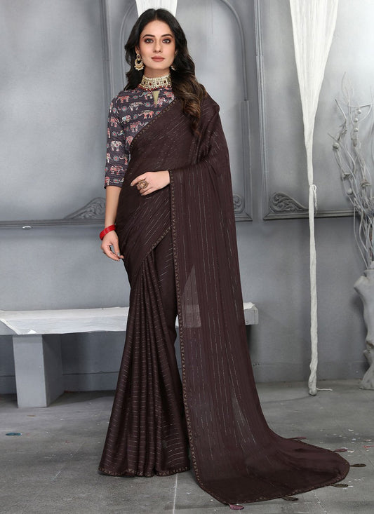 Classic Silk Wine Plain Saree