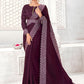 Classic Polyester Wine Digital Print Saree