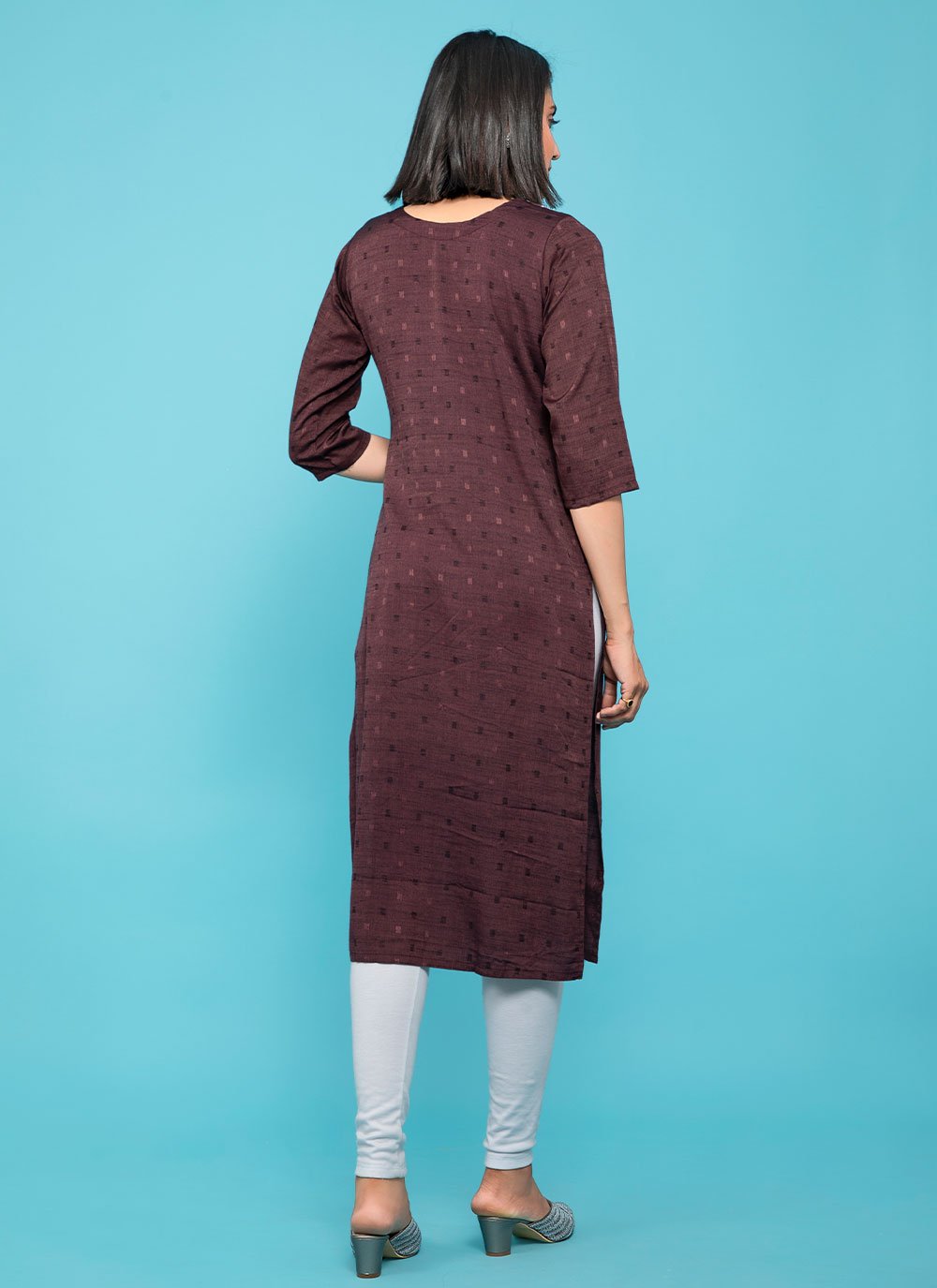 Party Wear Kurti Cotton Wine Print Kurtis