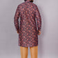 Kurta Pyjama Silk Wine Print Mens