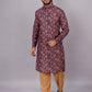 Kurta Pyjama Silk Wine Print Mens