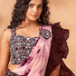 Classic Georgette Satin Wine Print Saree