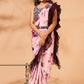 Classic Georgette Satin Wine Print Saree