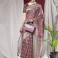 Classic Organza Silk Wine Weaving Saree