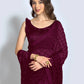 Contemporary Georgette Wine Sequins Saree