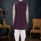 Indo Western Sherwani Rayon Silk Wine Sequins Mens