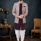 Indo Western Sherwani Rayon Silk Wine Sequins Mens