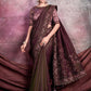 Contemporary Georgette Shimmer Silk Wine Cord Work Saree
