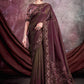 Contemporary Georgette Shimmer Silk Wine Cord Work Saree
