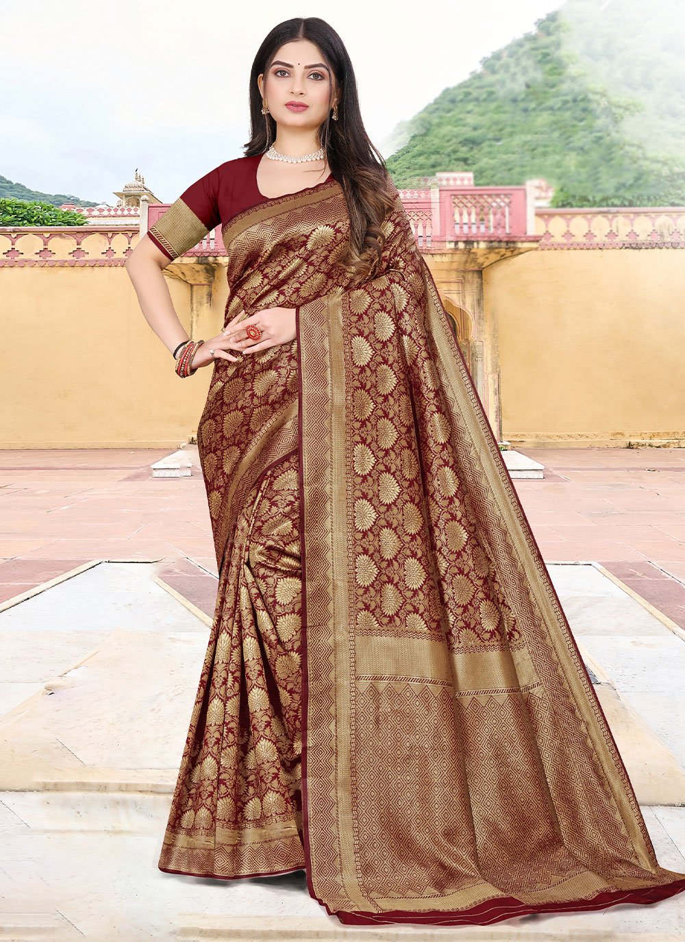 Classic Silk Wine Zari Saree